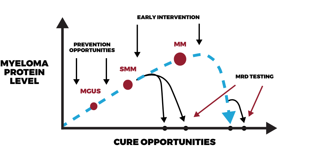 Diagram outline for achieving prevention and cure in myeloma
